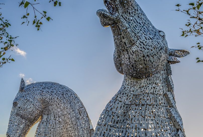 horses heads metal sculpture in Scotland